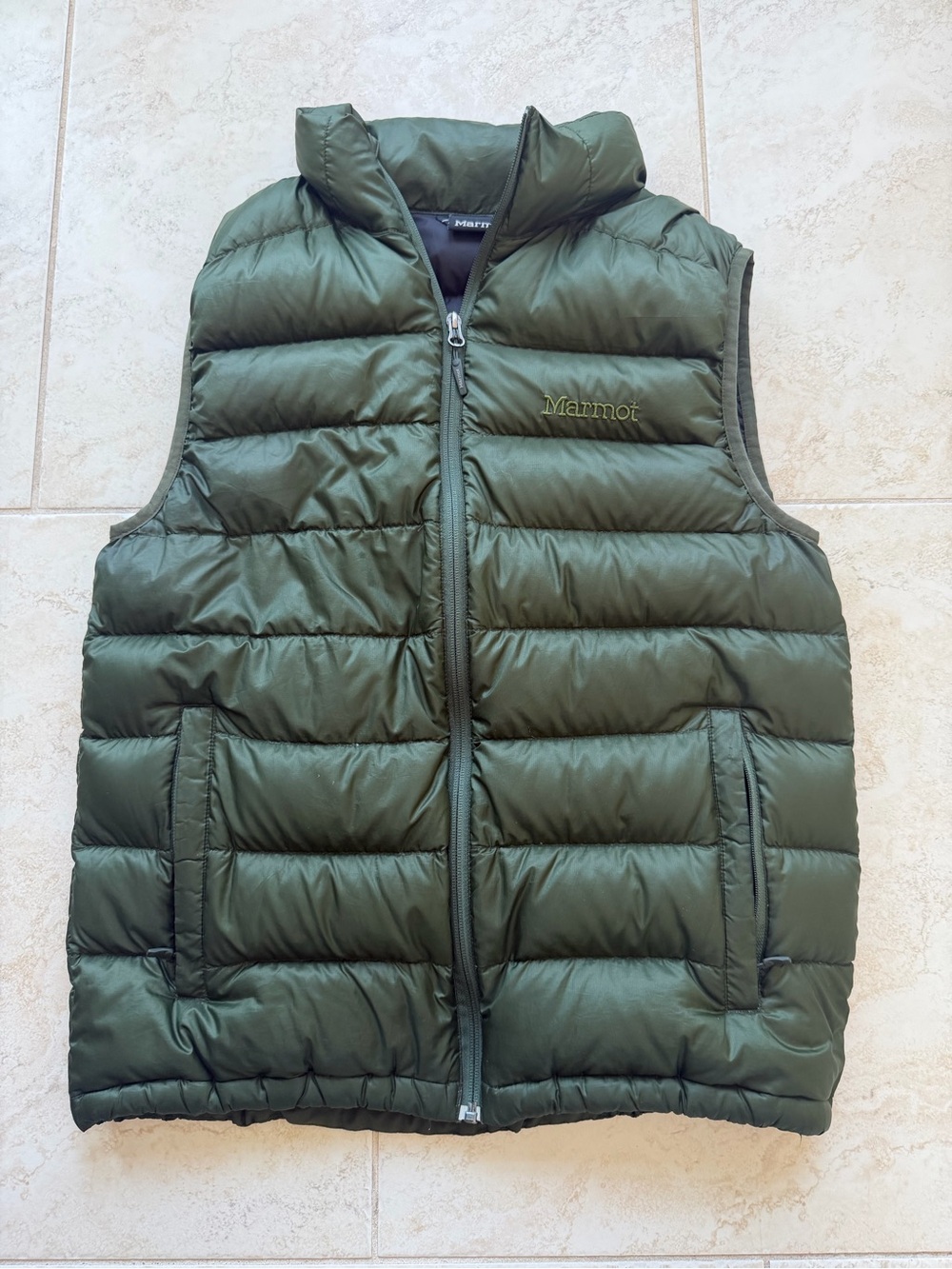 MARMOT Green Puffer Down Filled Puffer Vest